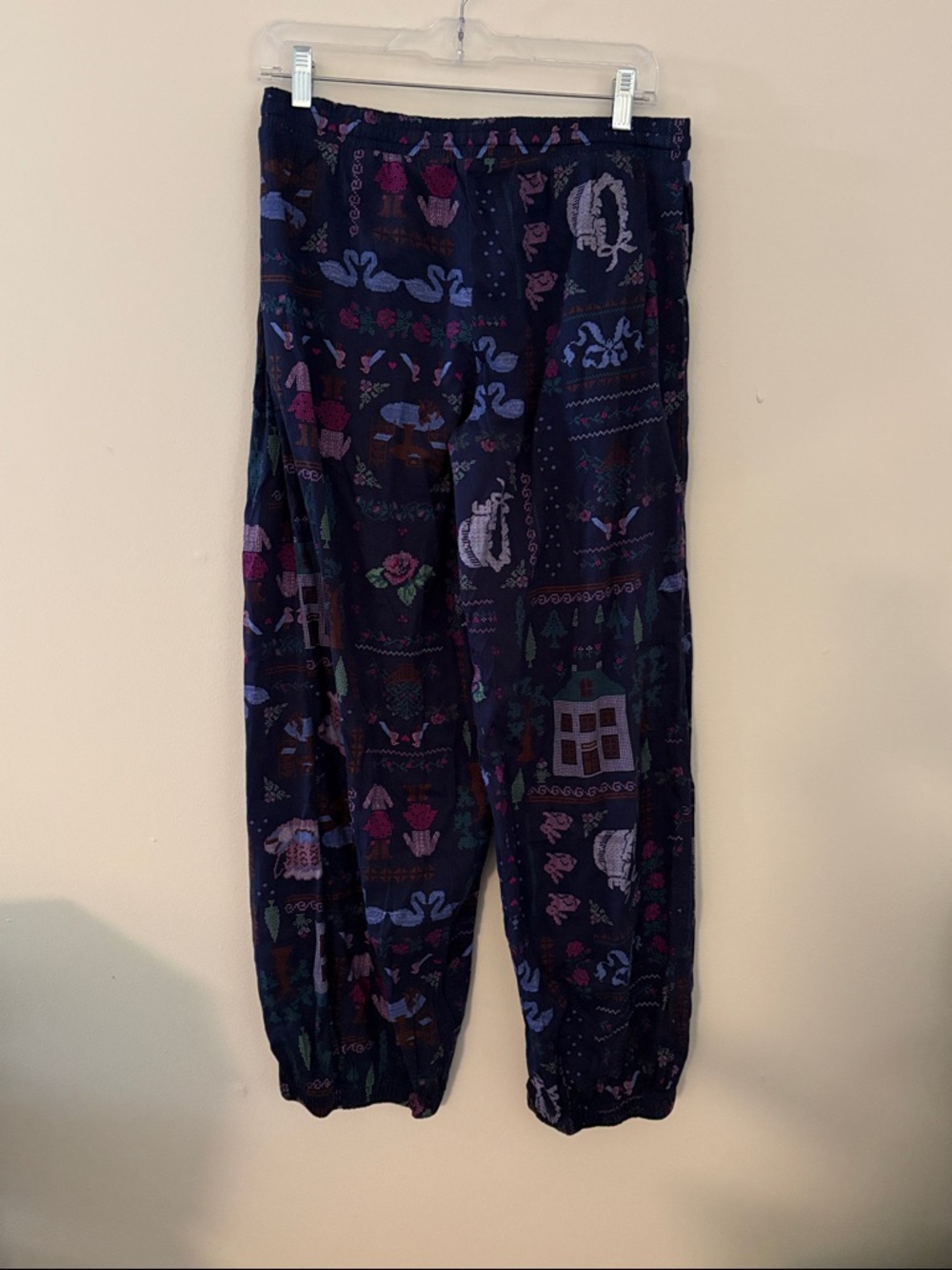 Navy Patterned Drawstring Lounge Pants - Picture 4 of 4